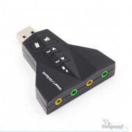 Adaptador de Som USB 7.1 Canais Virtual para Dois Fones de Ouvido
